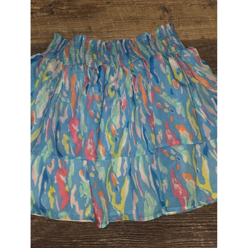 Michelle McDowell Elastic Waist Tiered Ruffle Mini Skirt